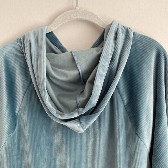 Victoria's Secret On Point Ribbed Velour Cropped Velvet Hoodie Blue Size Large - Picture 7 of 9